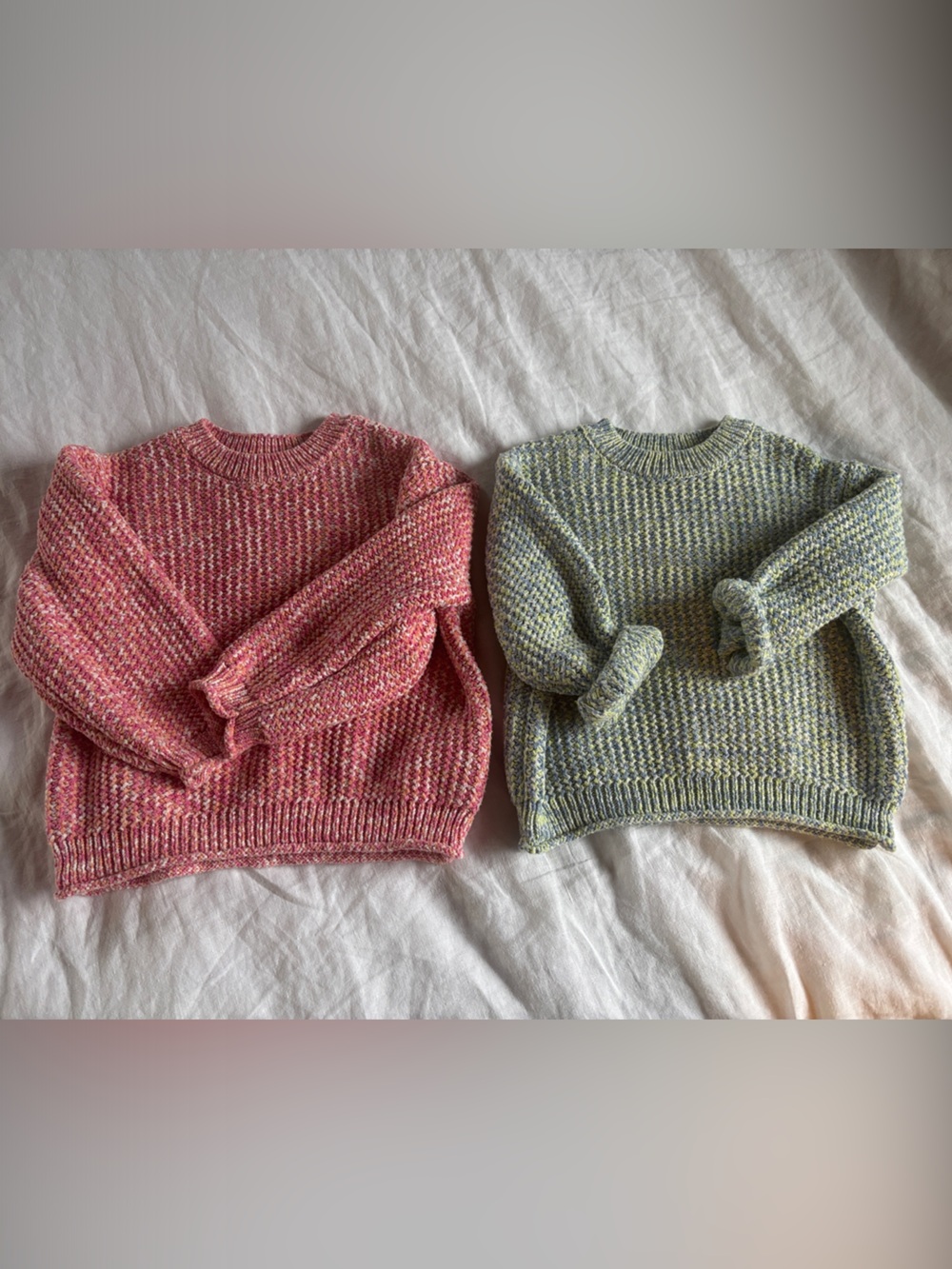Zara Kids Marled Pink & Sage Crewneck Knit Set